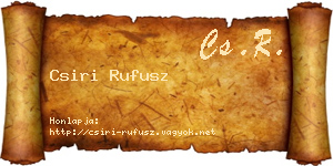 Csiri Rufusz névjegykártya